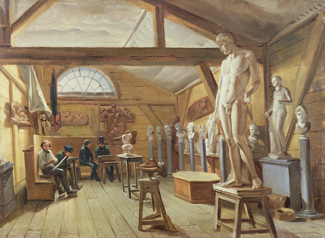 Bir sanat okulundaki bir stüdyonun görünümü, 1840 dolayları by French School