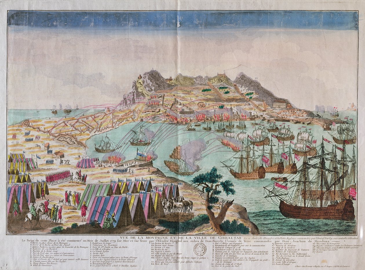 1779 Kuşatması sırasında Cebelitarık Kayası ve Kasabası