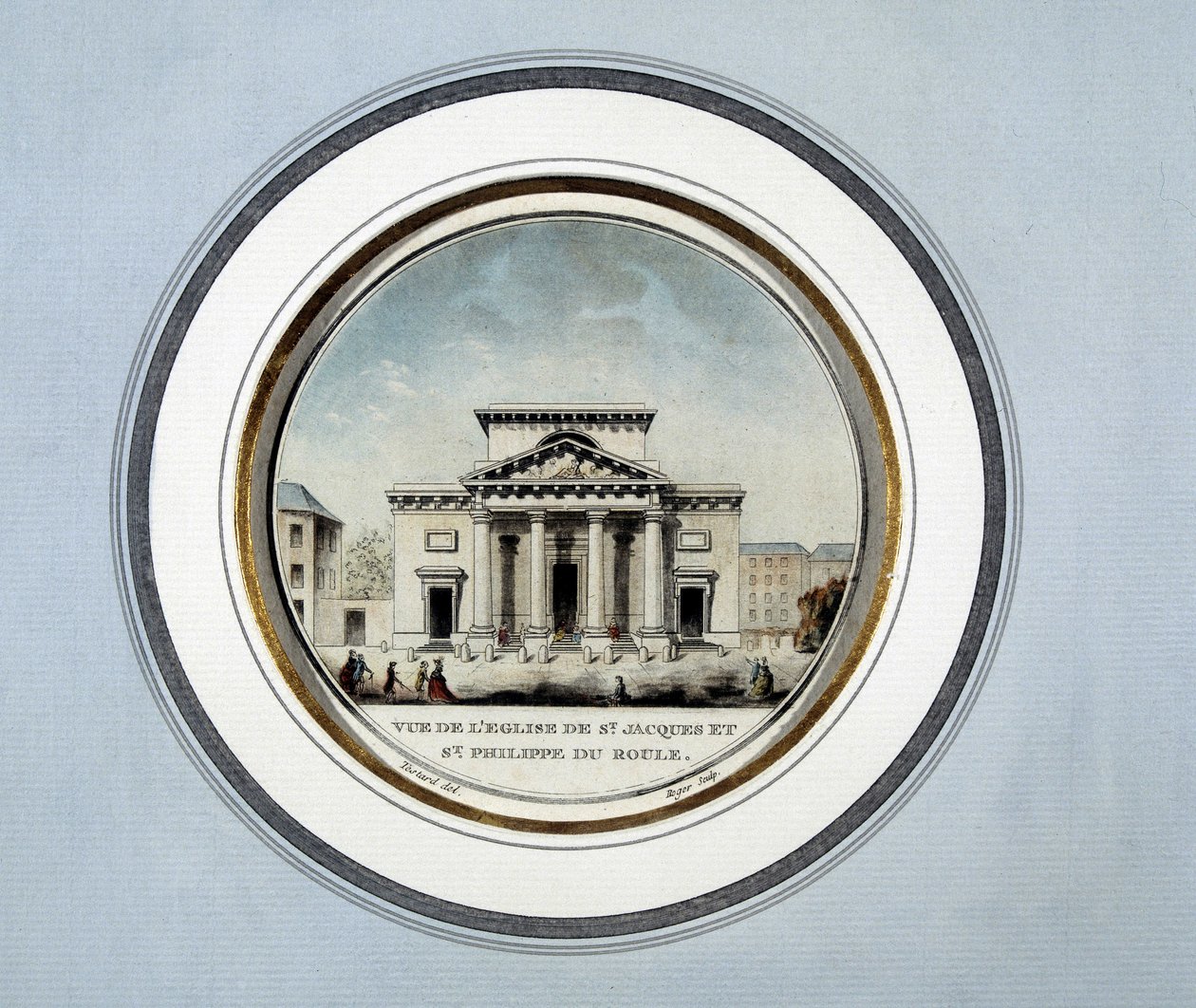 Saint Jacques ve Saint Philippe du Roule kilisesinin görünümü - litografi by French School
