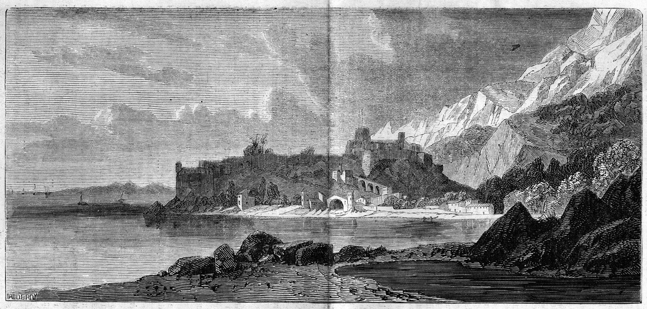 1860 yılında Monako şehrinin görünümü. 14 Nisan 1860 tarihli “” The Illustrous World” n°157