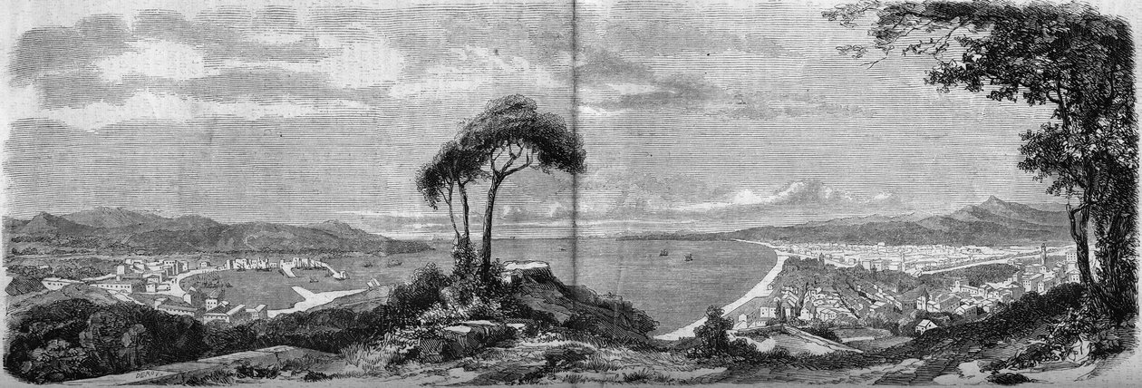 1860 yılında Nice şehrinin görünümü. 14 Nisan 1860 tarihli “” The Illustrous World” n°157