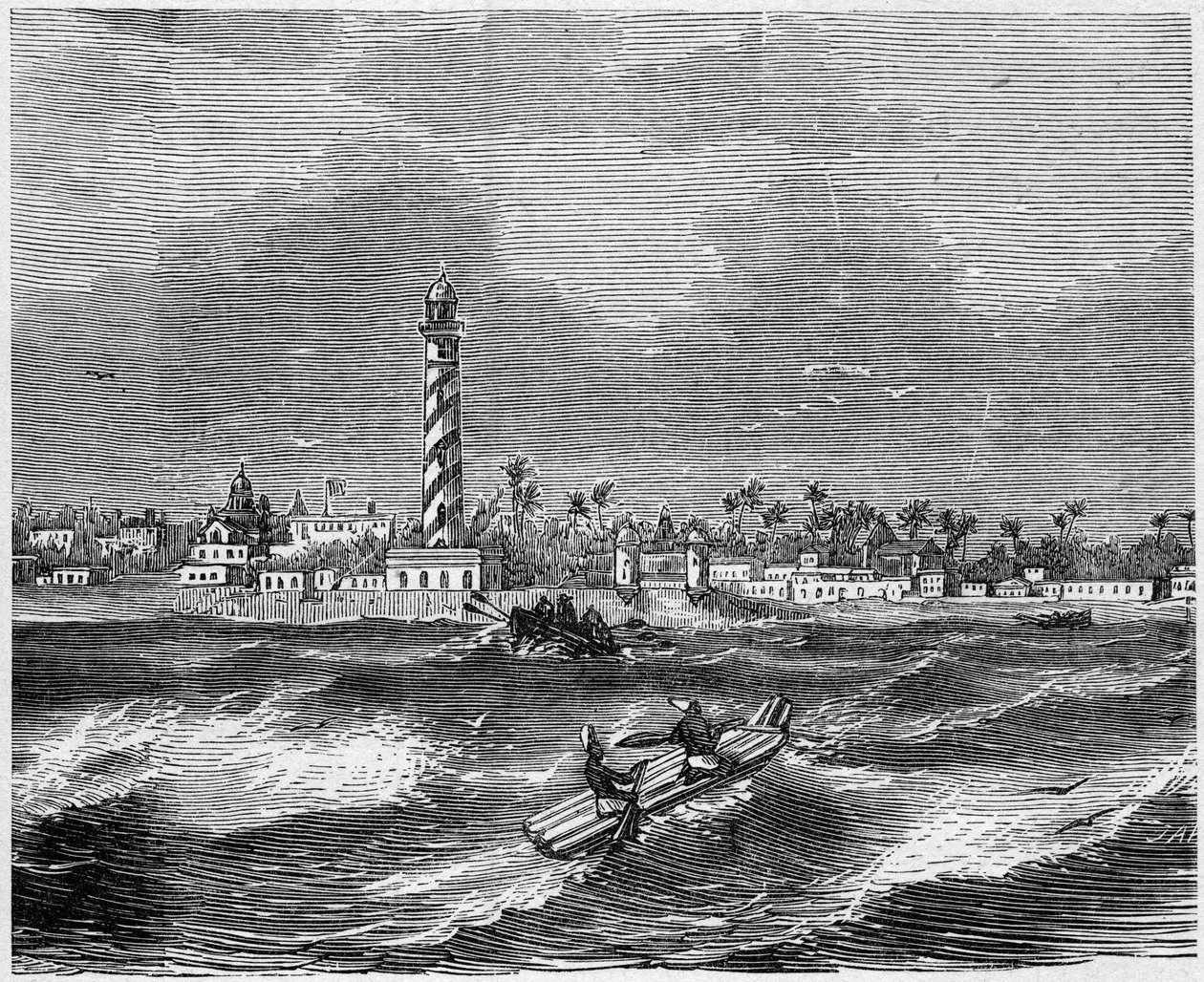 Pondicherry (Puducherry), Hindistan şehrinin görünümü by French School