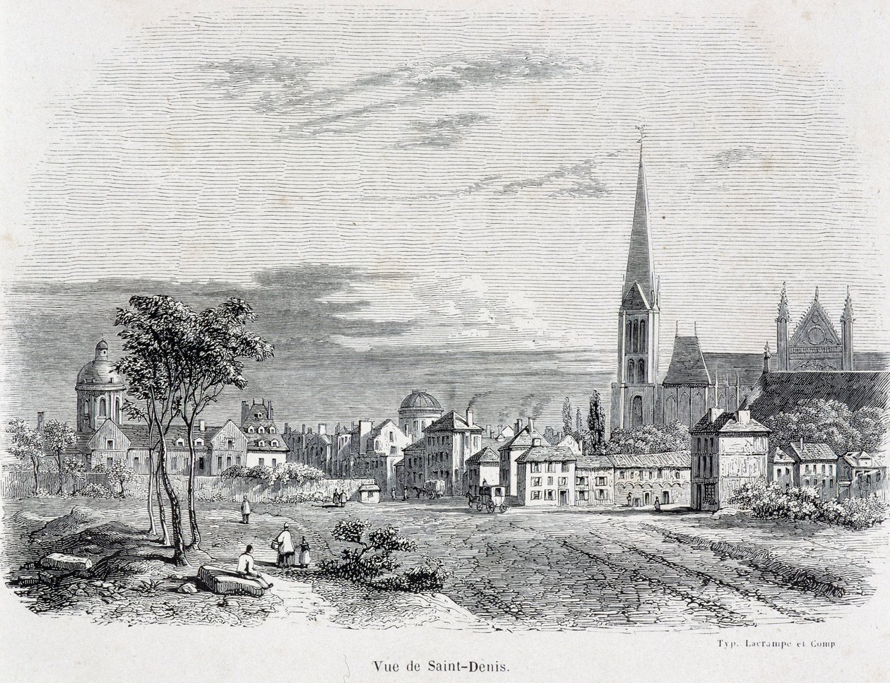 19. yüzyılın başlarında Saint Denis şehrinin görünümü. by French School