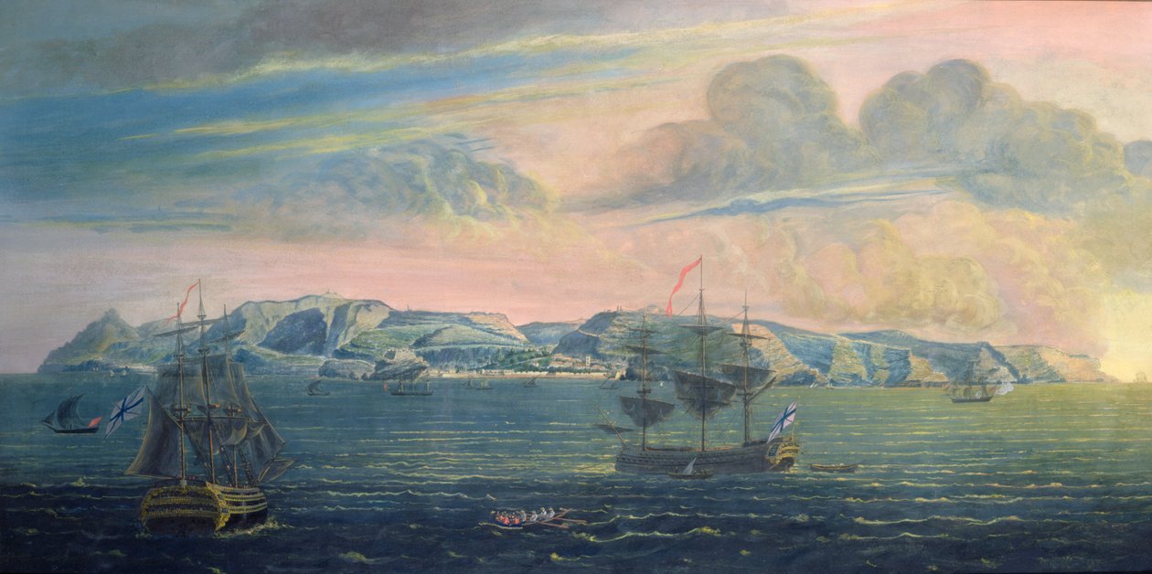 St. Helena adasının görünümü, c.1820 (kağıt üzerinde wc ve guaj boya) (ayrıca bkz. 182638) by French School