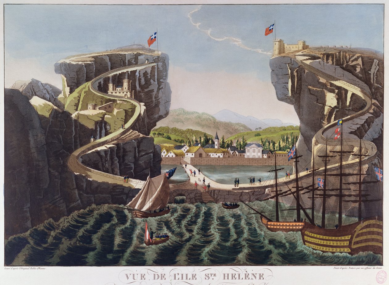 St. Helena adasının görünümü, c.1821 by French School