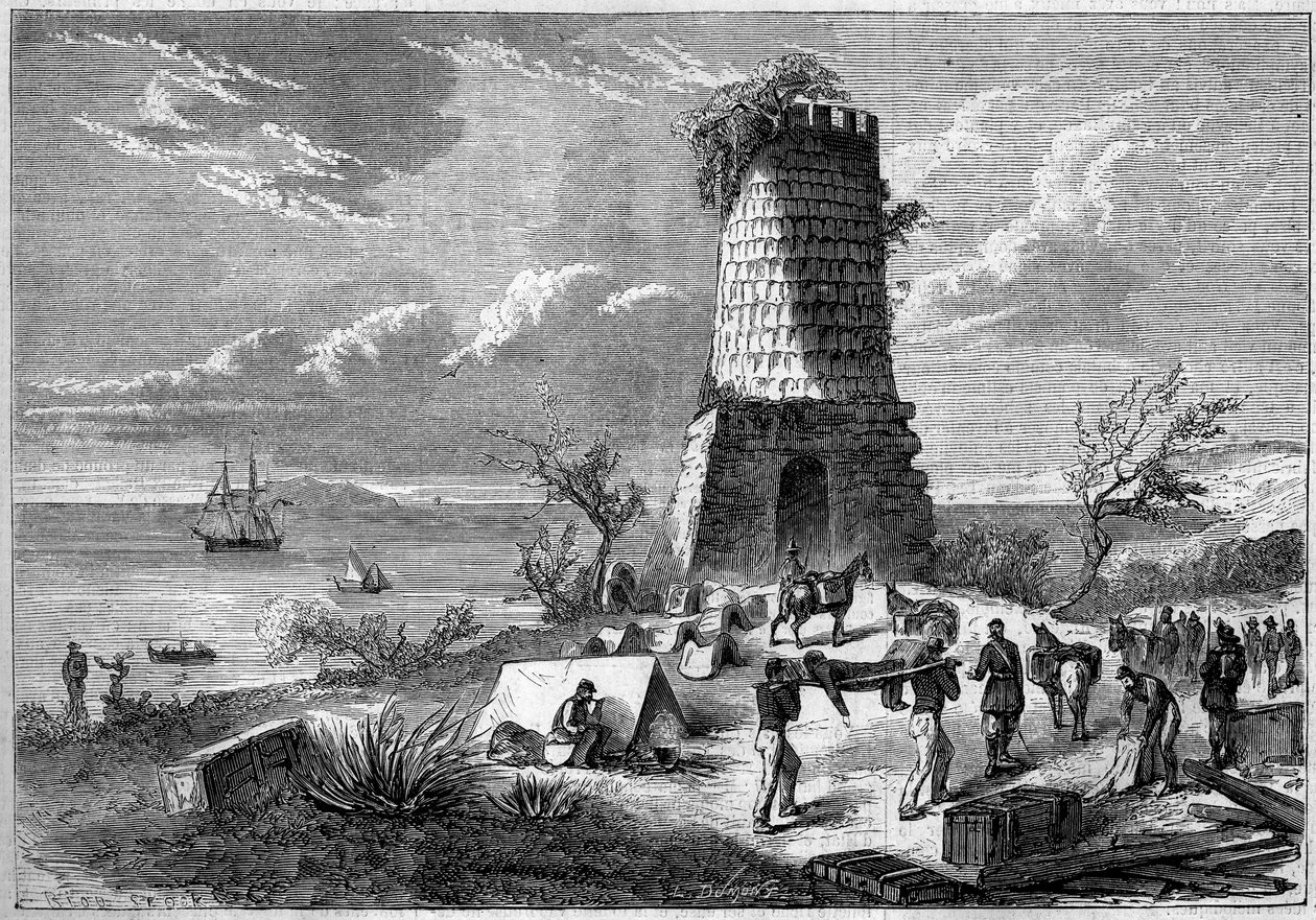 Romalı yazar ve politikacı Ciceron'un (Marcus Tullius Cicero) (MÖ 106-43), İtalya'nın Gaete'deki (veya Gaeta) mezarının görünümü by French School