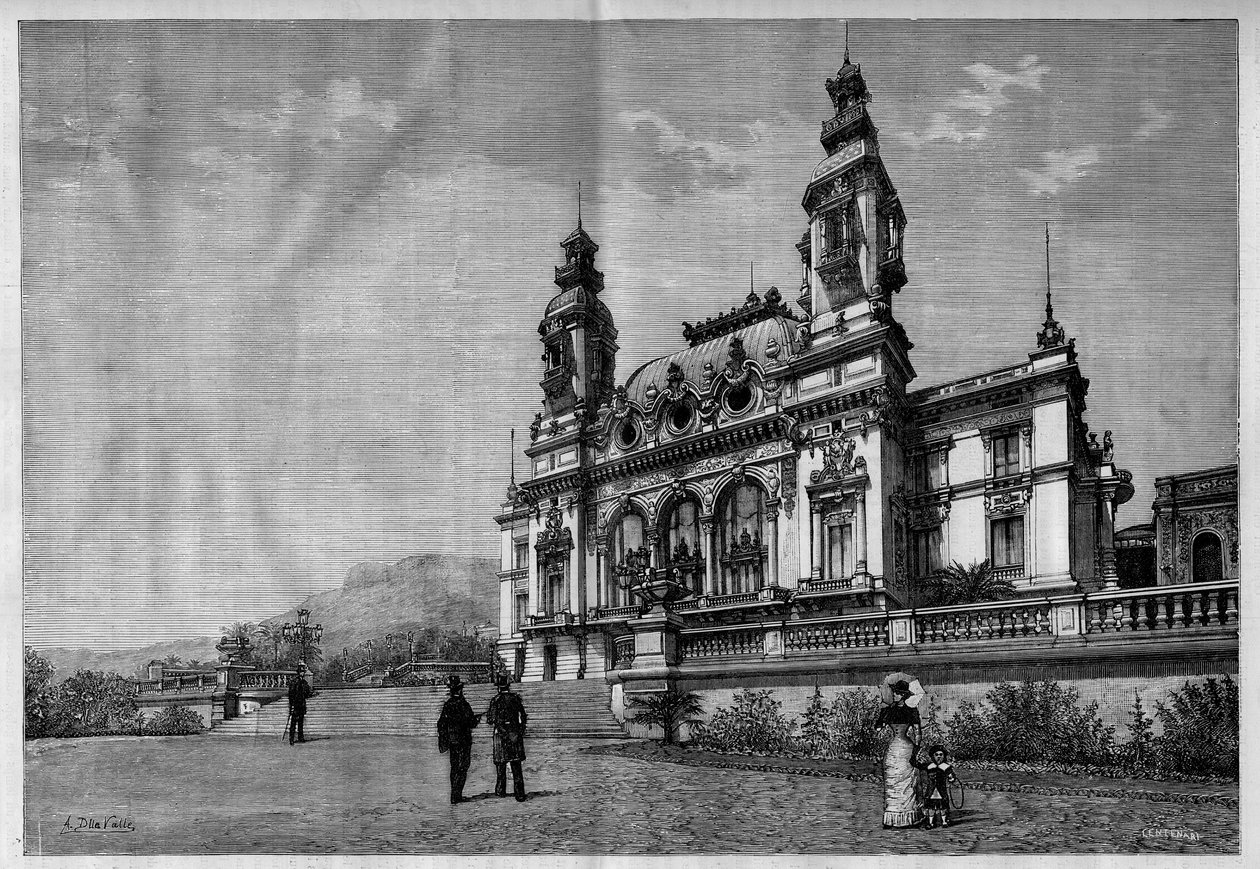 Monte Carlo (Monte-Carlo) kumarhanesinin dışında görüntülendi. by French School
