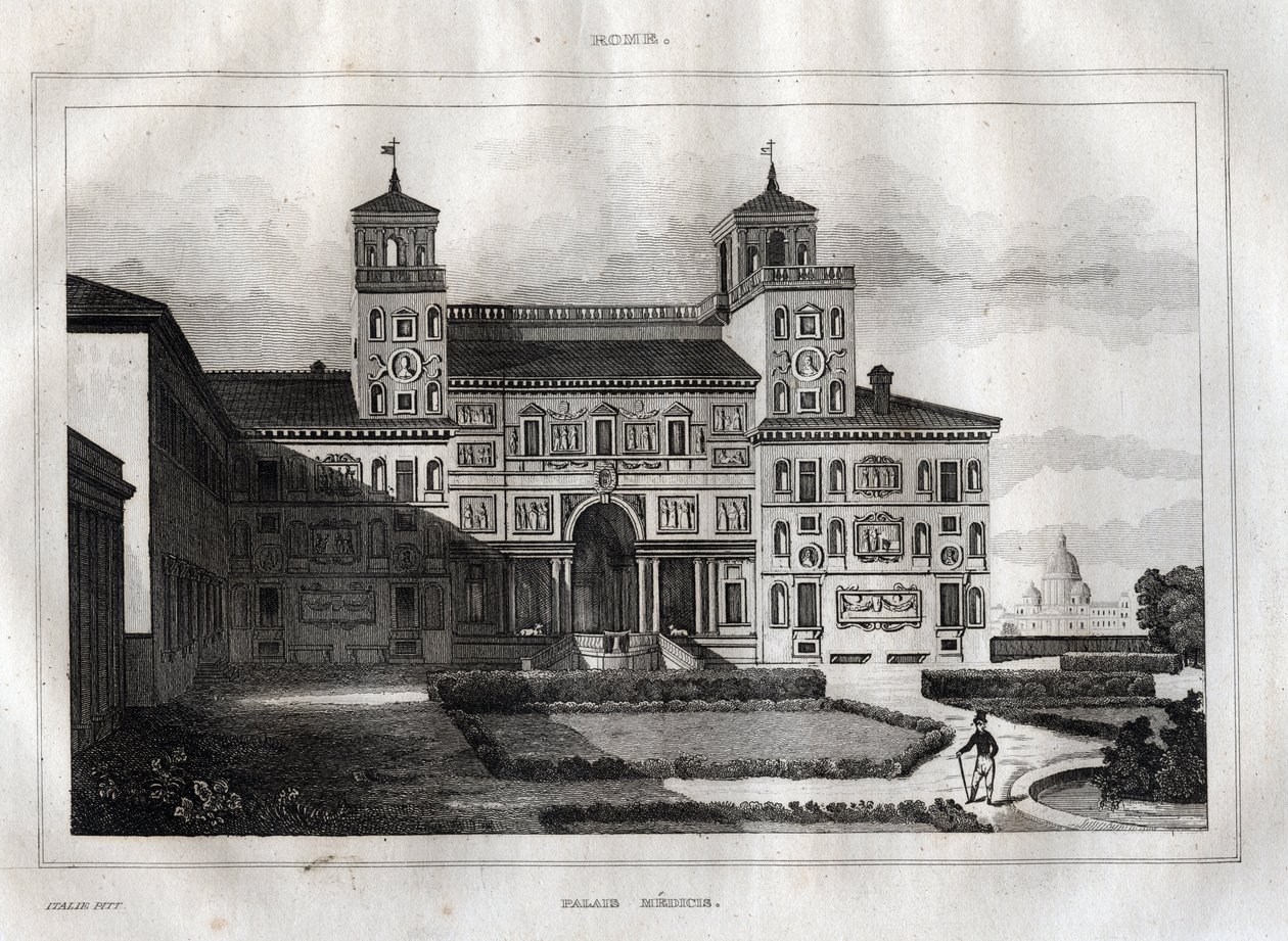 Villa Medici Roma - Villa Medicis - “” Pitoresk İtalya”dan Gravür” - İtalya