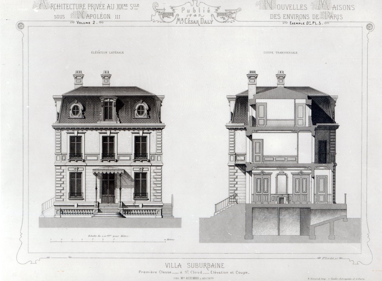 Villa Suburbanine, Premier Chasse ve St. Bulut, Architecture Privee au C19th'dan, by French School