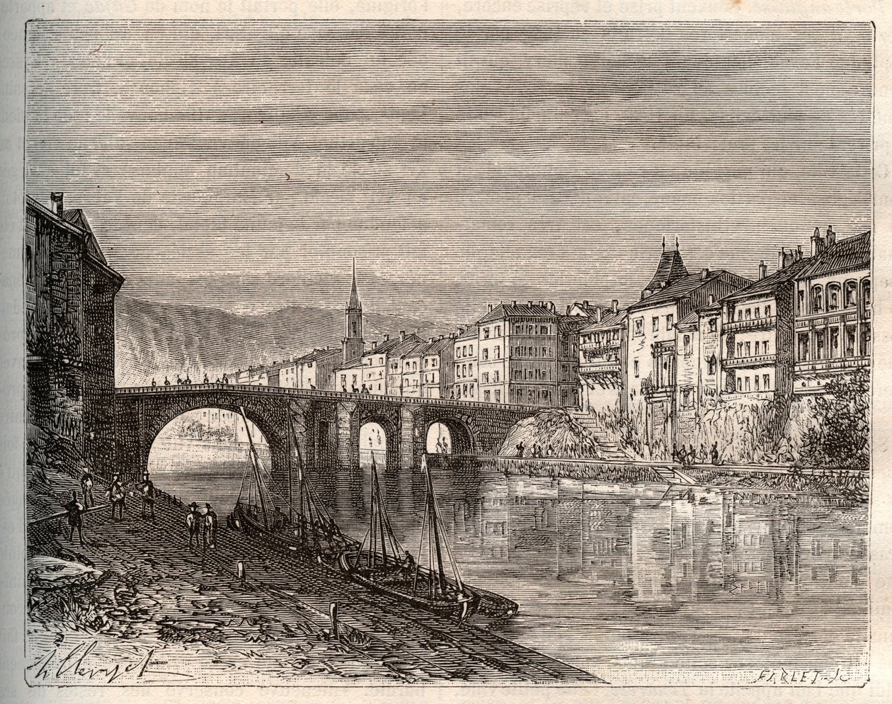 Villeneuve-sur-Lot (Villeneuve sur Lot) - Lot-et-Garonne bölümü - V.-A. Malt-Kahverengi. 1884 by French School