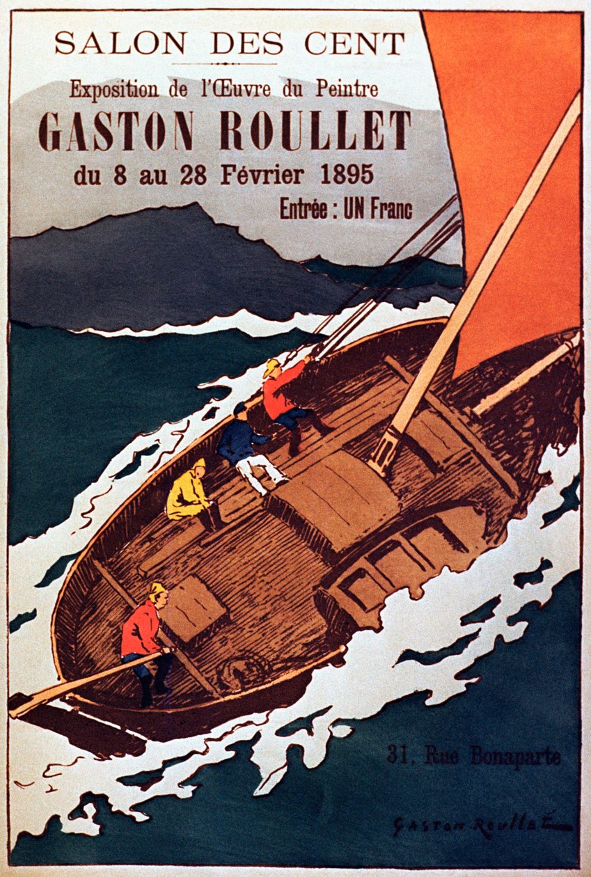 Sanatçı Gaston Roulette tarafından resim galerisi sergisi için vintage poster, 1895 by French School