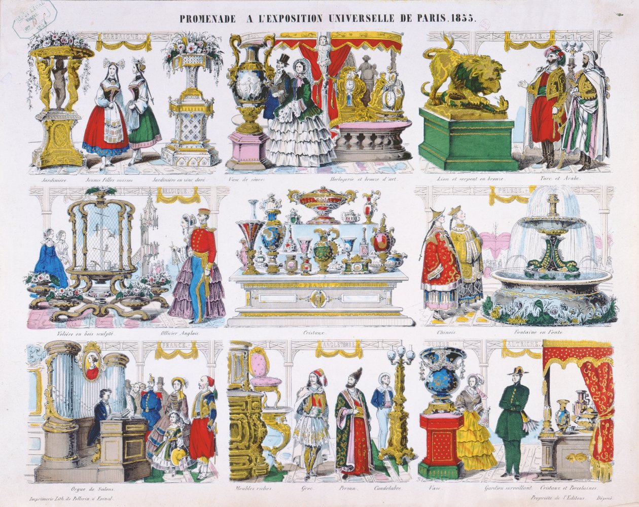1855'te Exposition Universelle'nin ziyaretçileri by French School