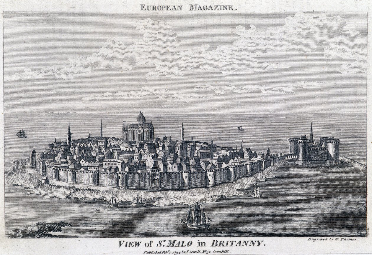 Vue de St Malo - Thomas tarafından gravür by French School