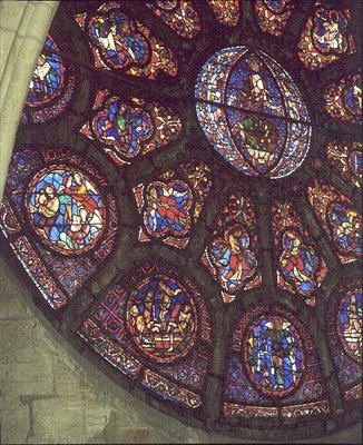 Batı Gül Penceresi, Son Yargının detayı, c.1225 (vitray) by French School