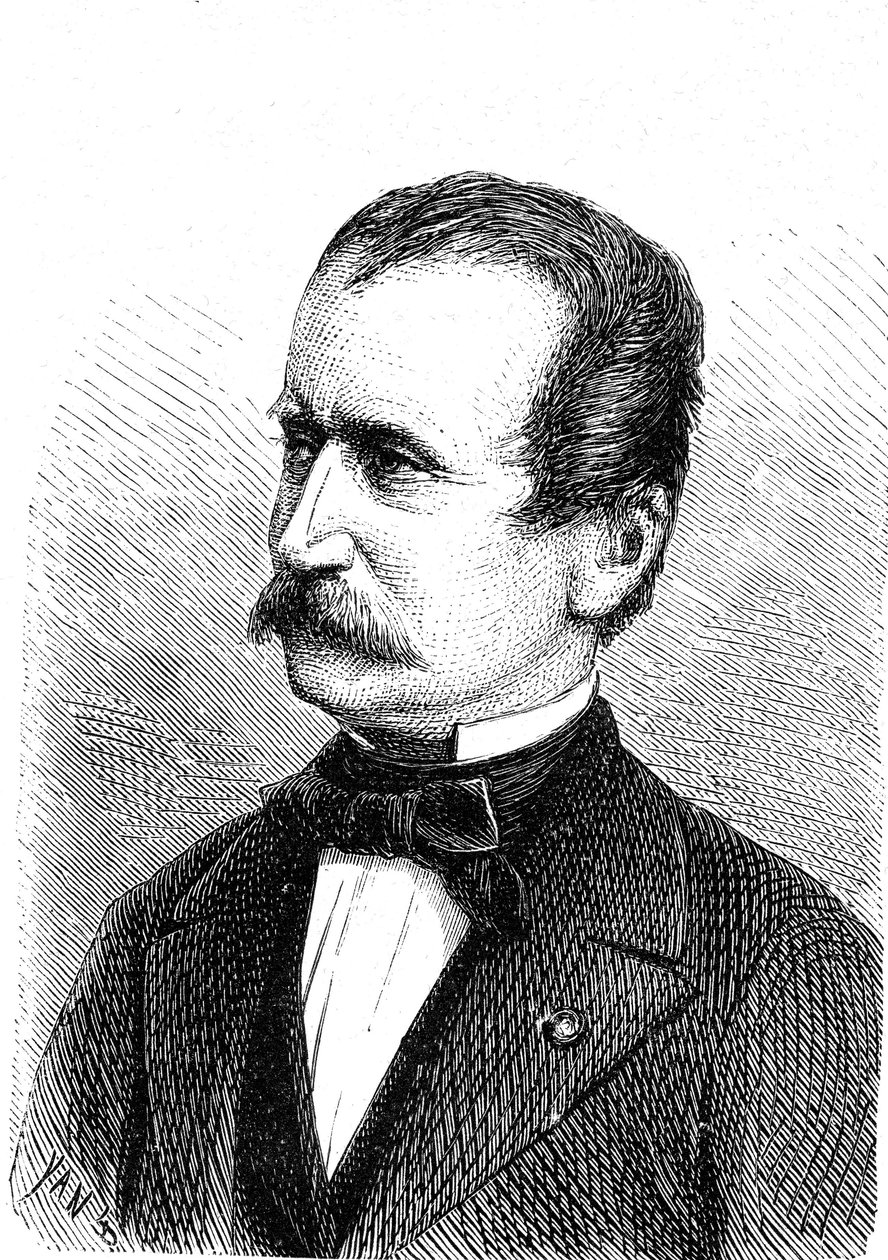 Wilhelm ENGERTH (1814-1884), Avusturyalı mühendis, ilk dağ lokomotifinin tasarımcısı. Gravür 1867 by French School