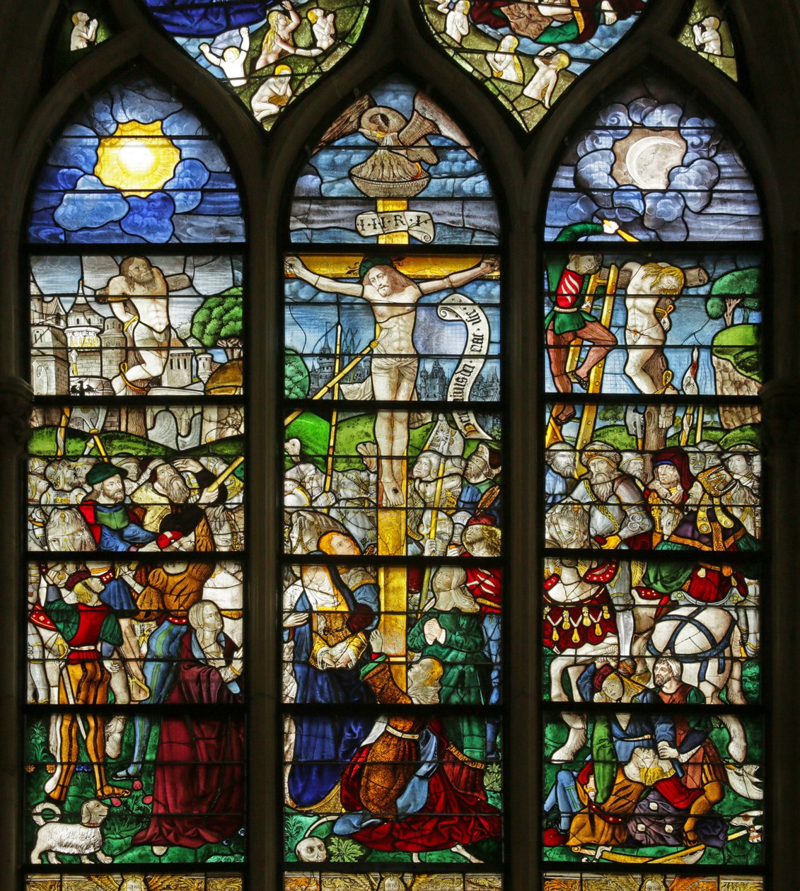 Çarmıha gerilmeyi gösteren pencere (vitray) by French School