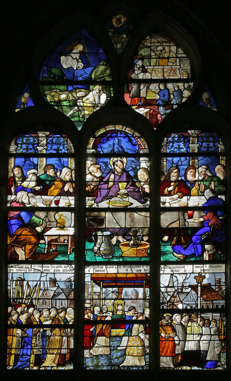 Son akşam yemeğini ve Kutsal Ayin alayını gösteren pencere, 1530 by French School