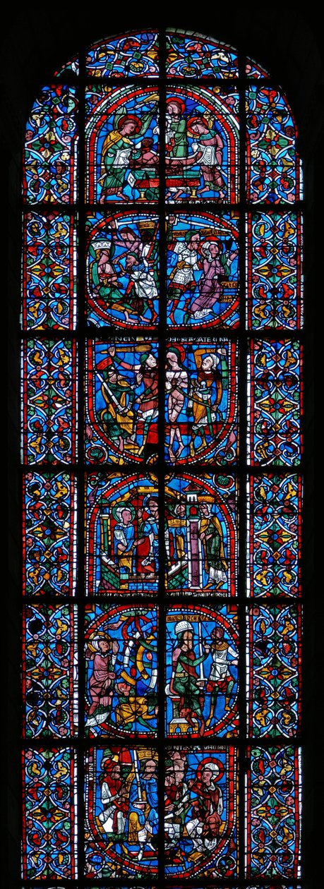 St. Catherine efsanesini gösteren pencere by French School