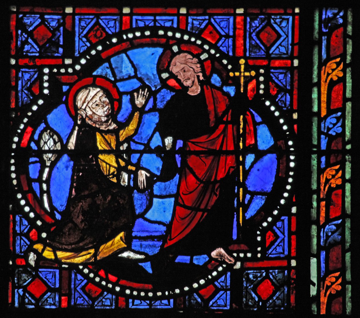 Diriliş sahnesini gösteren w02 penceresi: Noli Me Tangere by French School