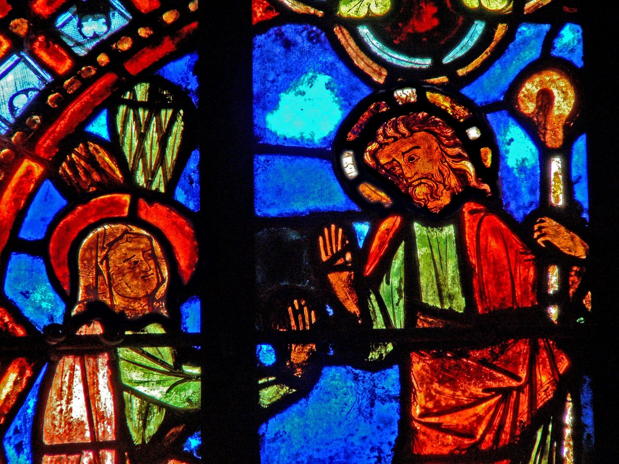 Diriliş sahnesini gösteren w0 penceresi: Noli Me Tangere by French School