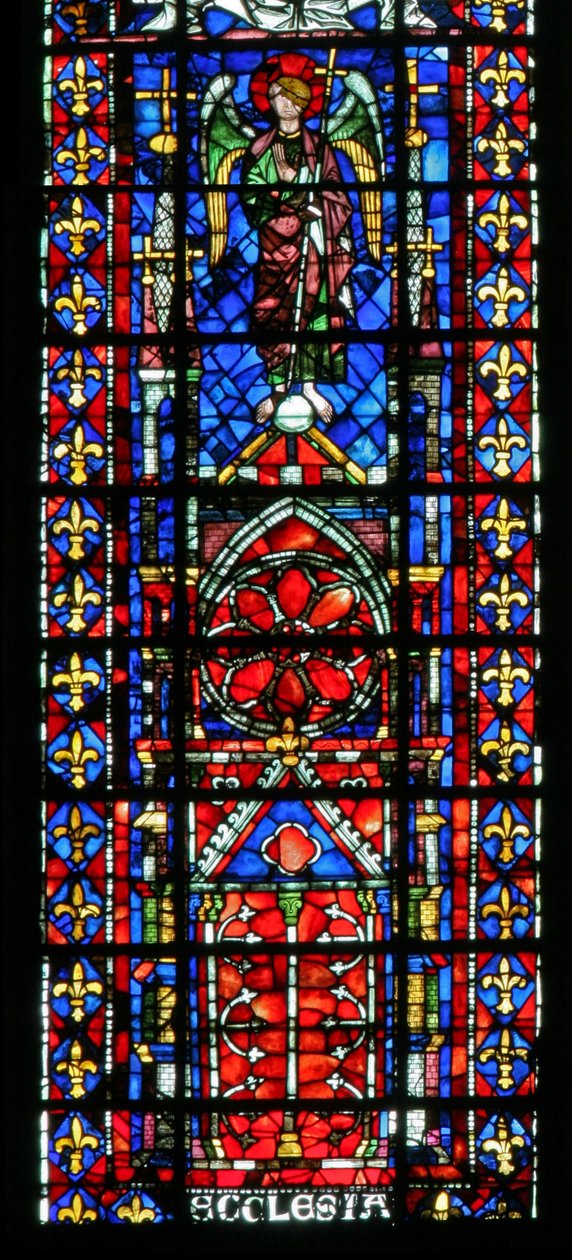 Reims kilise katedralini gösteren w100 penceresi by French School