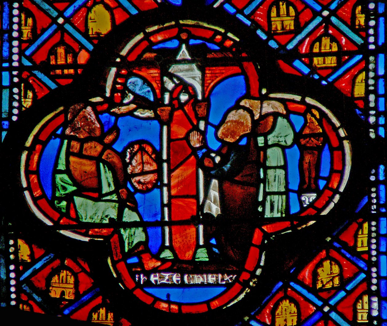 Pencere w10 Ezekiel güneşe tapan insanları görüyor Ez VIII 15 by French School