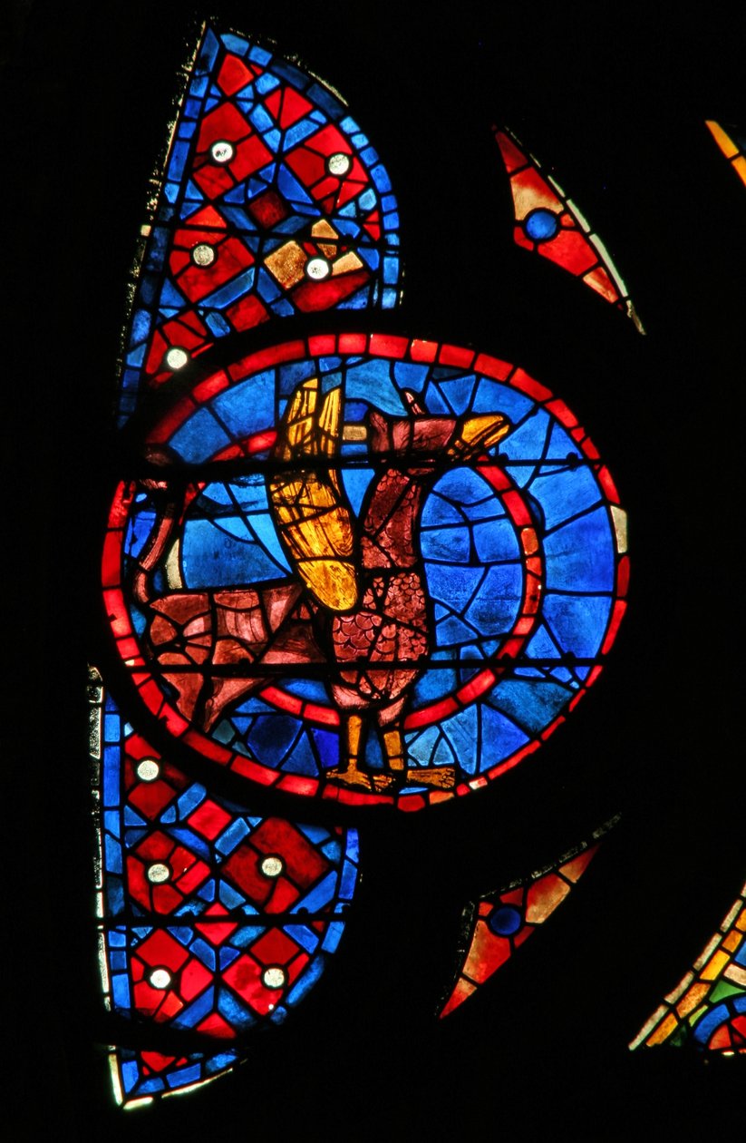 Kanatlı bir canavarı gösteren pencere w115 by French School
