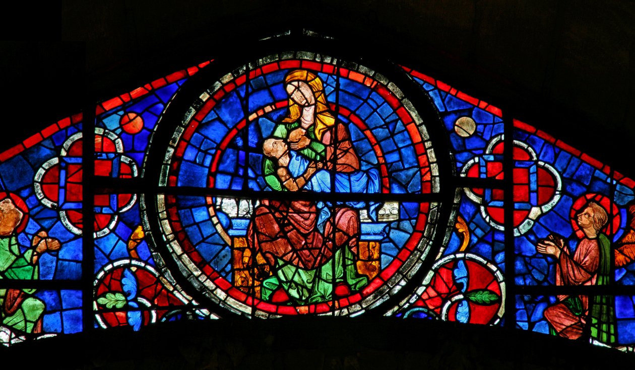 Bakire ve Çocuğu tasvir eden w115 penceresi by French School