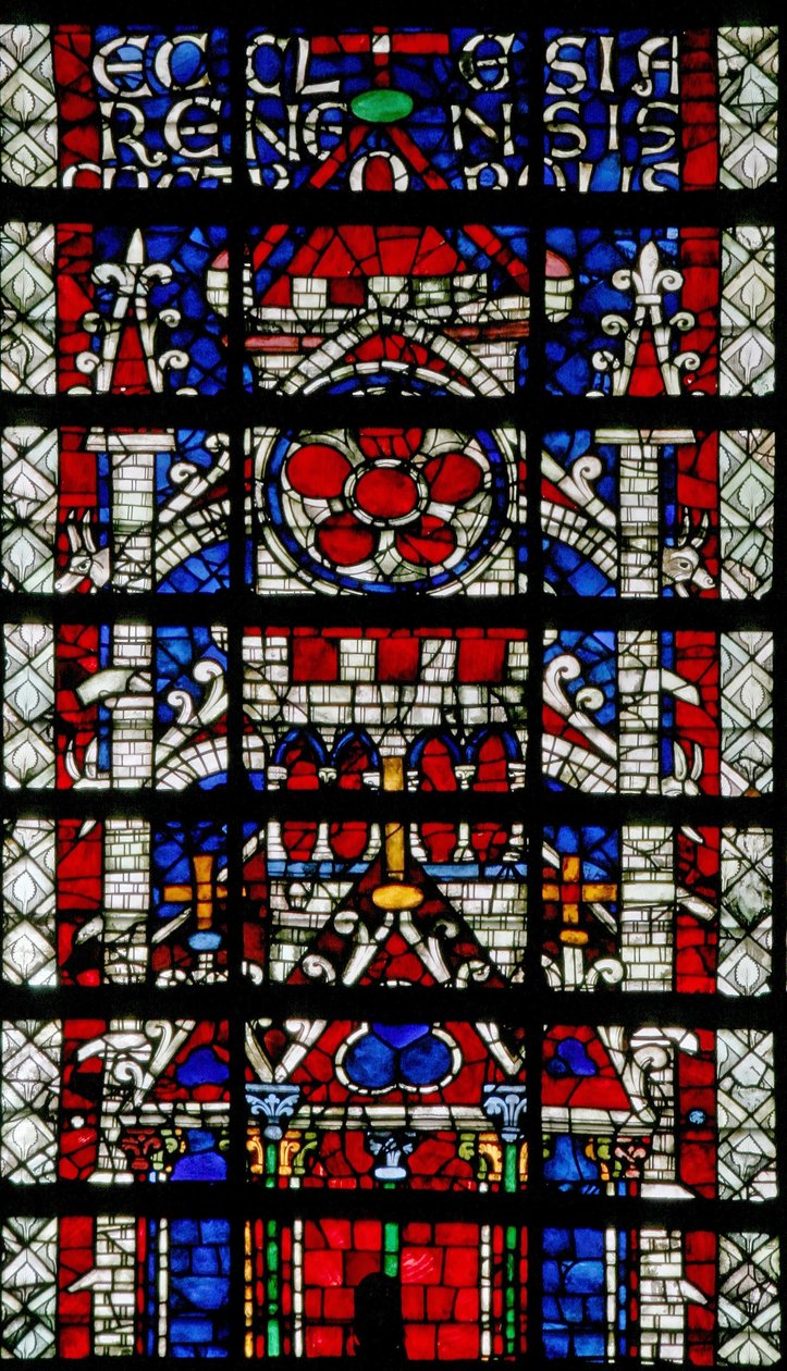 Reims katedralini gösteren w118 penceresi by French School