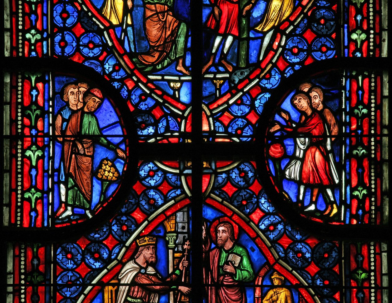 St Andrew penceresindeki seyircileri, arka planı ve sınırı gösteren w11 penceresi by French School