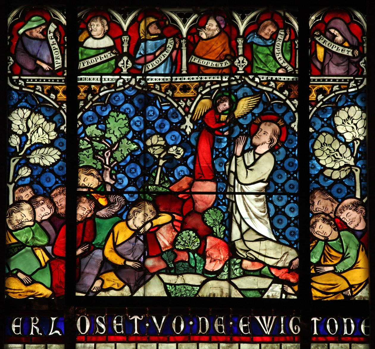 Gethsemane Bahçesindeki Acıyı betimleyen w12 penceresi by French School