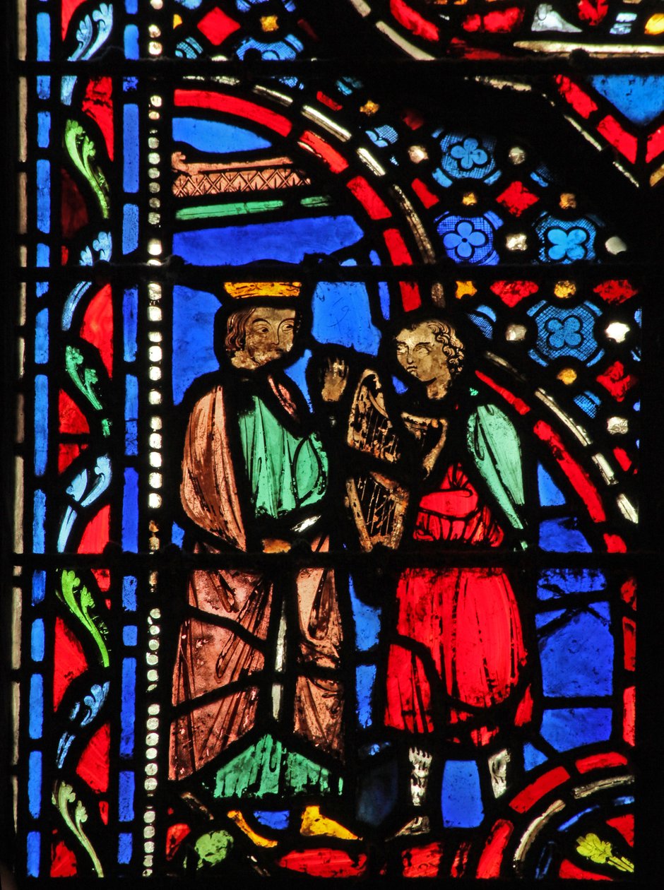 Pencere w14 David, Saul I Sam XVI 23 için arp çalıyor by French School