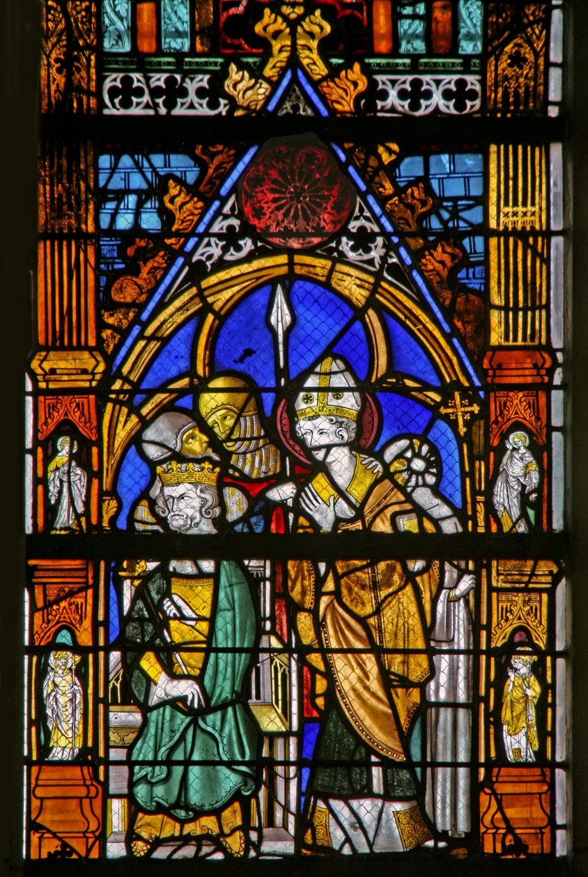 St Thomas Becket ve II. Henry'yi gösteren pencere w19 aynı fikirde değil by French School