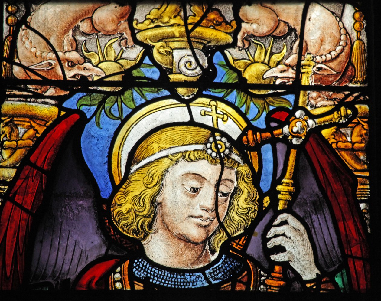 St Michael ve bir bağışçıyı gösteren w1 penceresi by French School