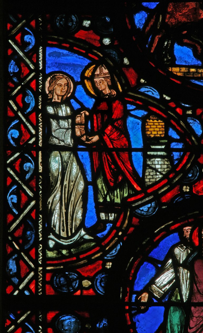 St Martin'in hayatından bir sahneyi gösteren w1 penceresi by French School