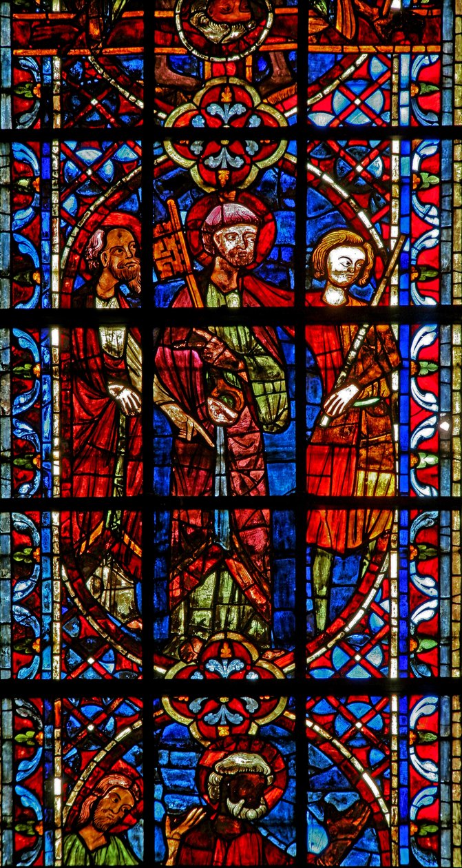 St Peter ve St Paul'u İmparator Nero'dan önce gösteren w204 penceresi by French School