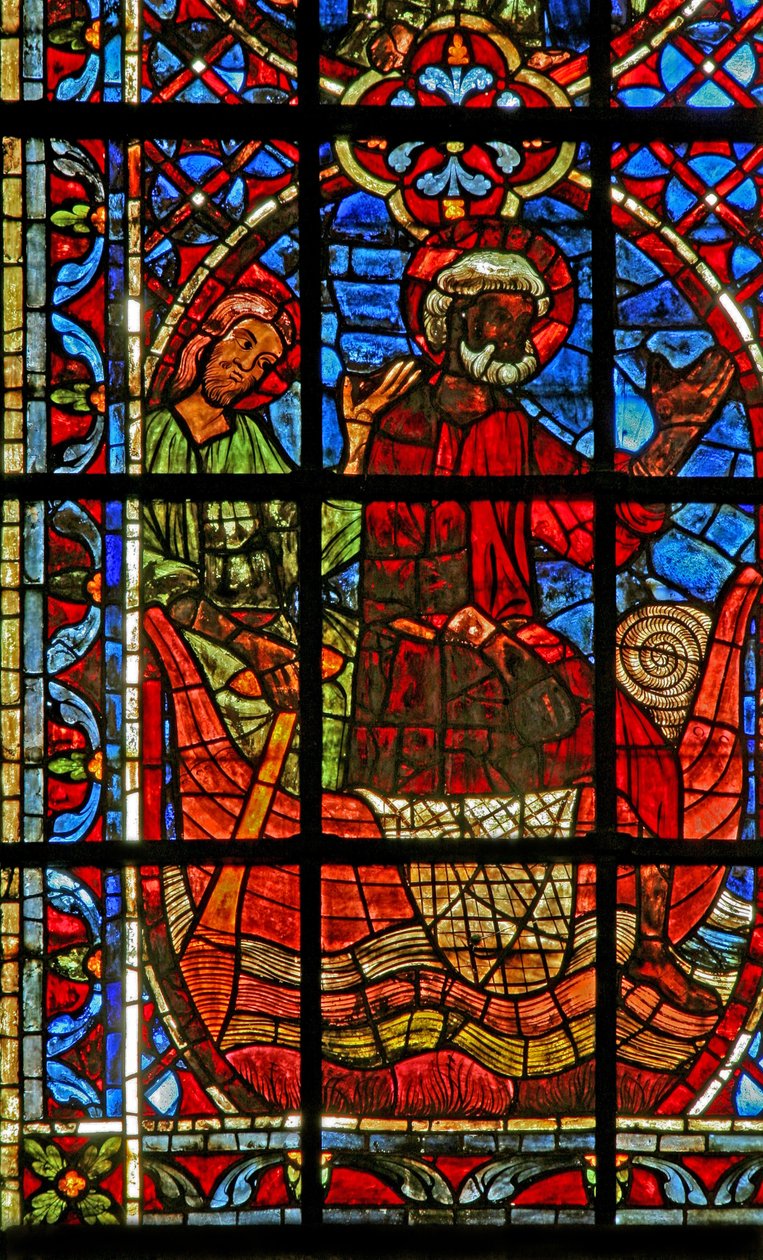 St Peter ve St Paul ile Kilisenin Gemisini gösteren w204 penceresi by French School
