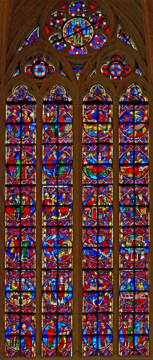 St Denis ve St Vincent penceresini gösteren w211 penceresi by French School