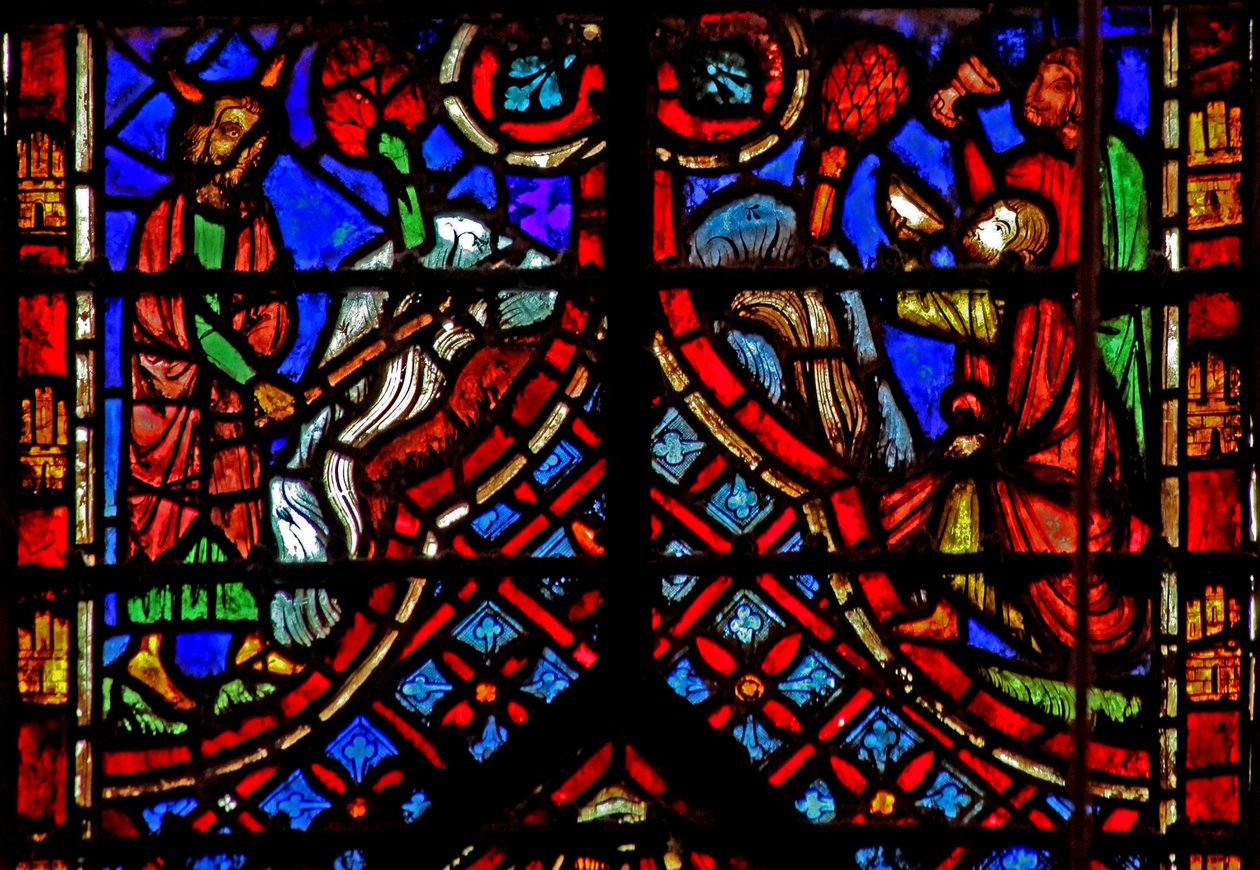 Pencere w2 Moses, Horeb Ex XVII 35 kayasına çarpıyor by French School