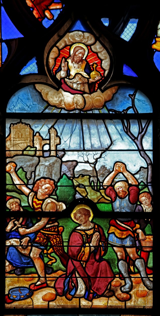 St Stephens şehitliğini gösteren w46 penceresi by French School