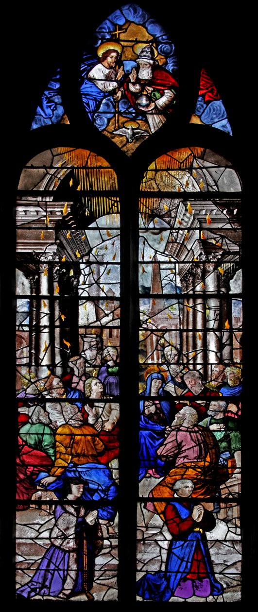 Pentekost'u gösteren w5 penceresi by French School