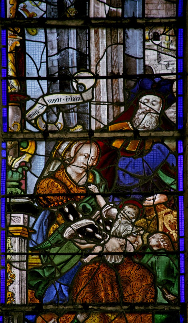 Mary Salome ve ailesini gösteren w6 penceresi by French School
