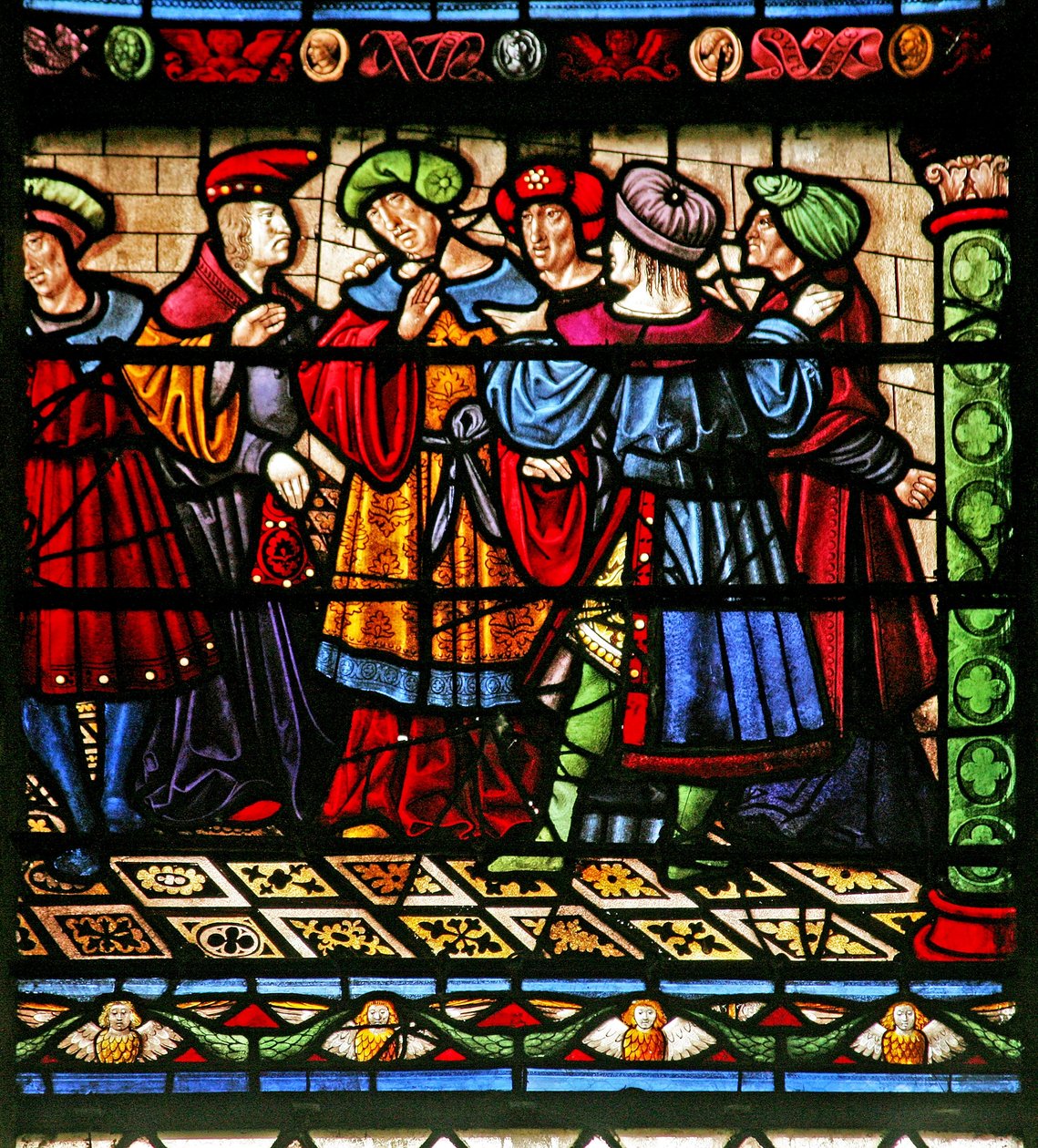 Sinagogdaki Ferisileri betimleyen w6 penceresi by French School