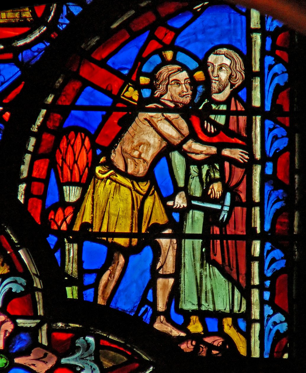 Pencere w8 İsa Haçı taşır: Via Crucis by French School