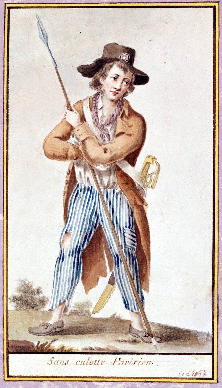 Parisli külot olmadan. Fransız Devrimi zamanından suluboya by French School
