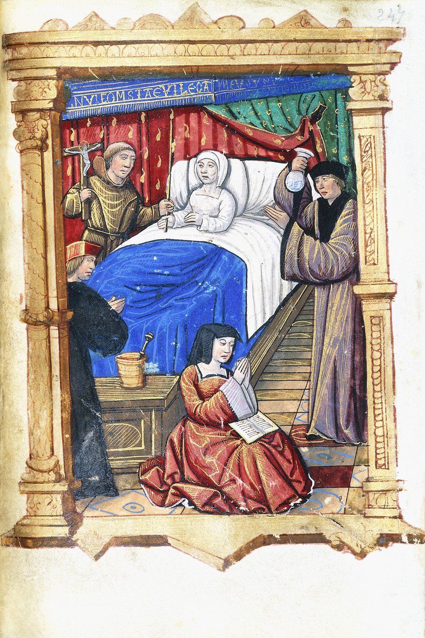 Vaftizci Yahya ile ölüm döşeğinde bir kadın, c.1475-1500 by French School