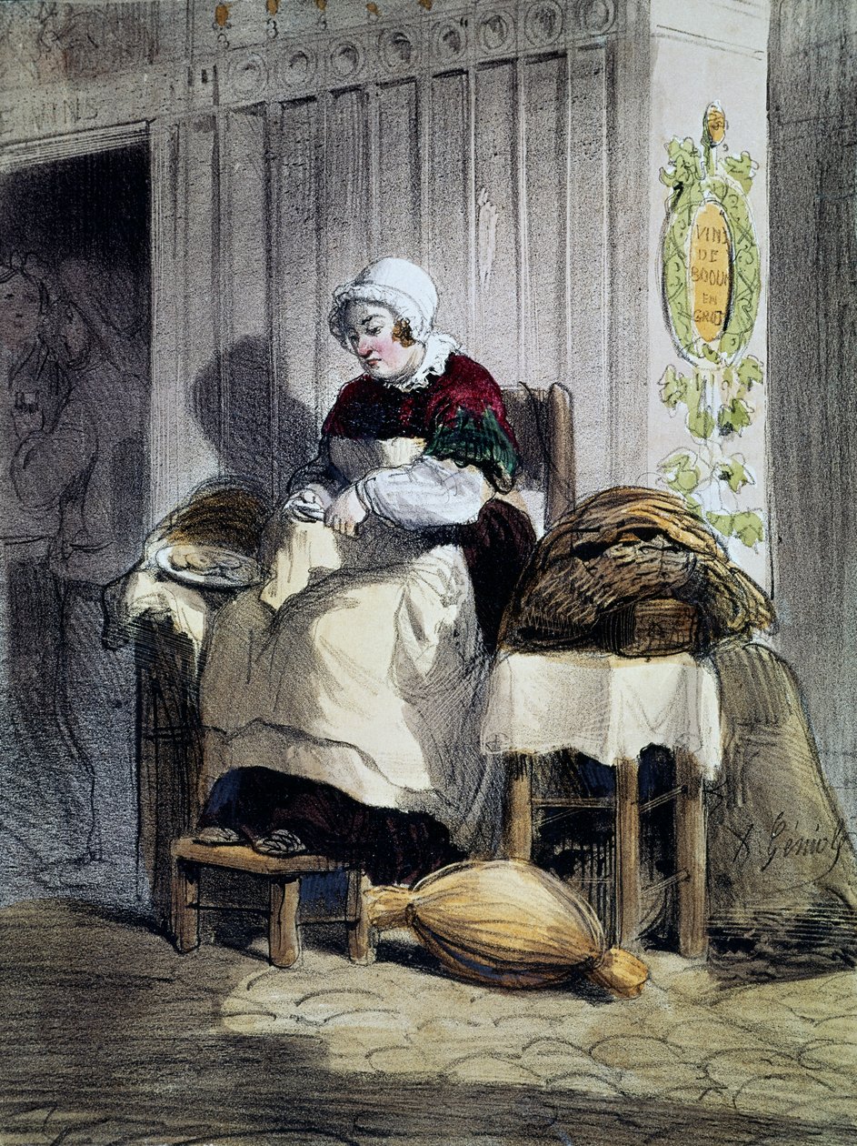 İstiridye açan kadın (ecailliere), Paris Kadınları serisinden baskı, Fransa by French School