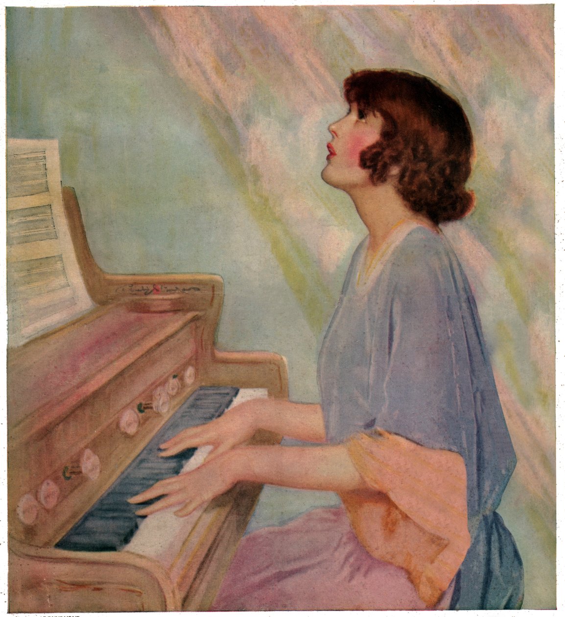 Organ oynayan kadın by French School