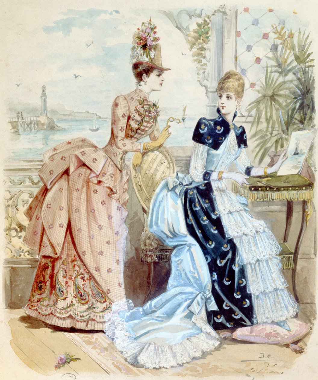 Deniz kenarında bir tatil köyündeki kadınlar, 1885 by French School