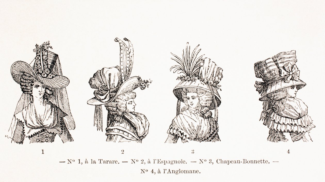 18. Yüzyıl Kadın Şapka Modelleri, 1875 by French School